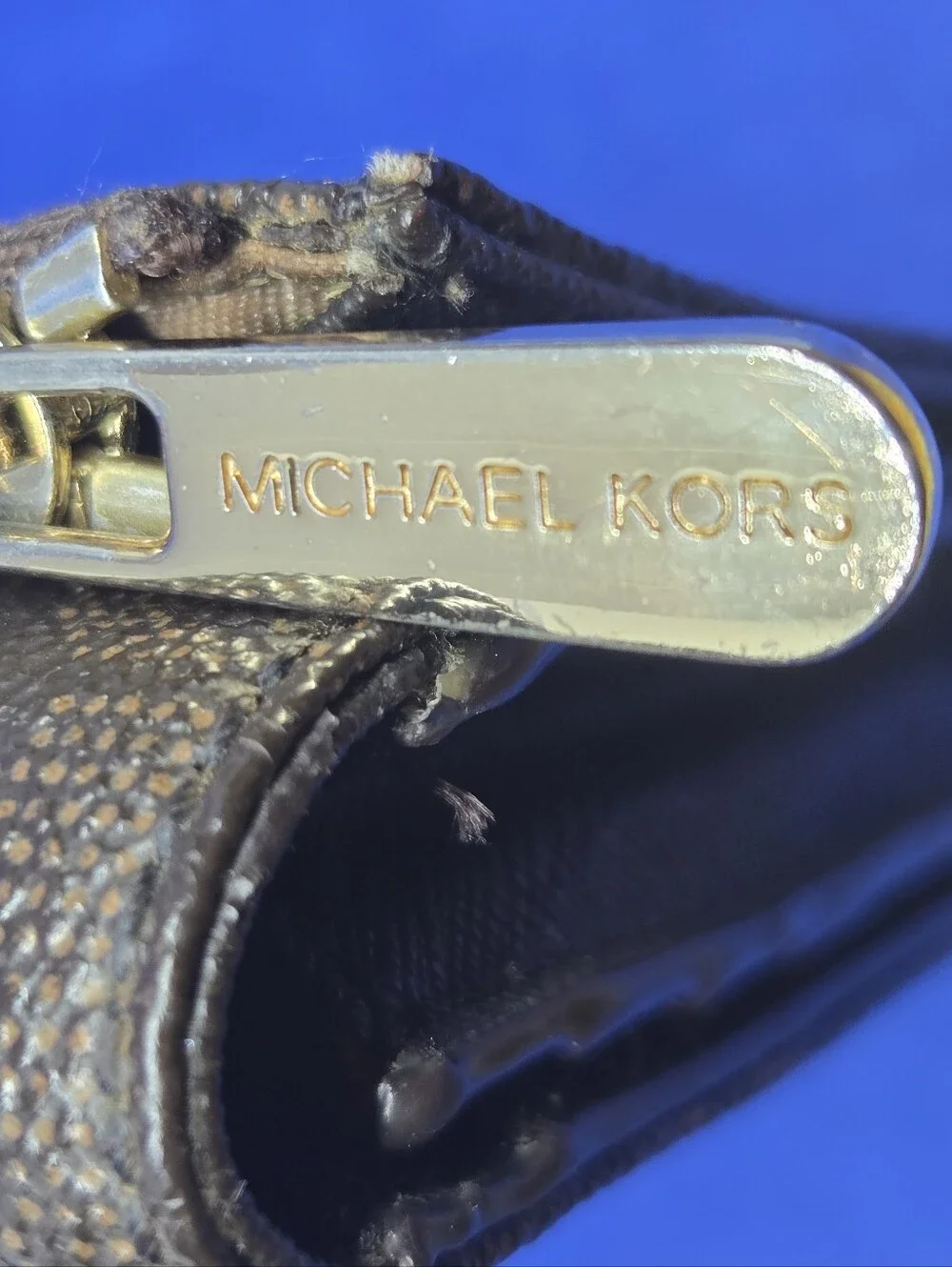 Michael Kors Jet Set Wallet Bifold Brown MK Logo Signature Zip Coin Card Case